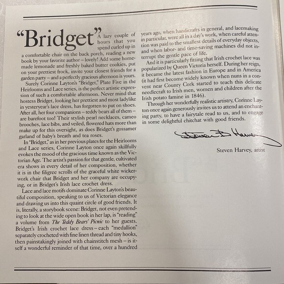 Corinne Layton Heirlooms & Lace “Bridget” Collector’s #5 Plate Series 5365A - Picture 8 of 14